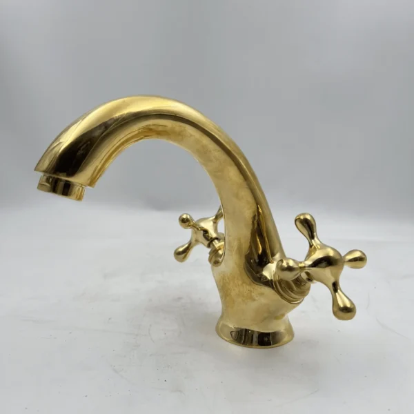 Unlacquered Brass Bathroom Faucet Solid Brass Bathroom Faucet Vanity Faucet With Cross Handles