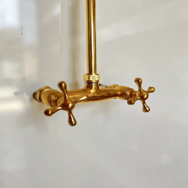 Unlacquered Solid brass Rain Shower System, Round Handcrafted Vintage Shower, Works Outdoor. - Image 2