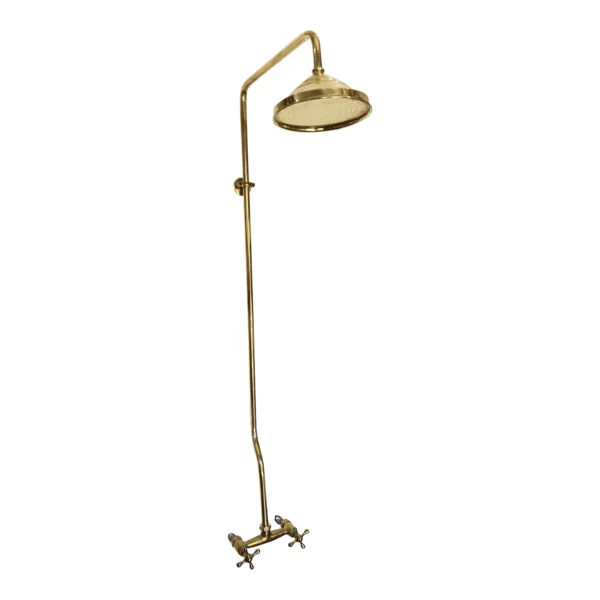 Unlacquered Solid brass Rain Shower System, Round Handcrafted Vintage Shower, Works Outdoor.