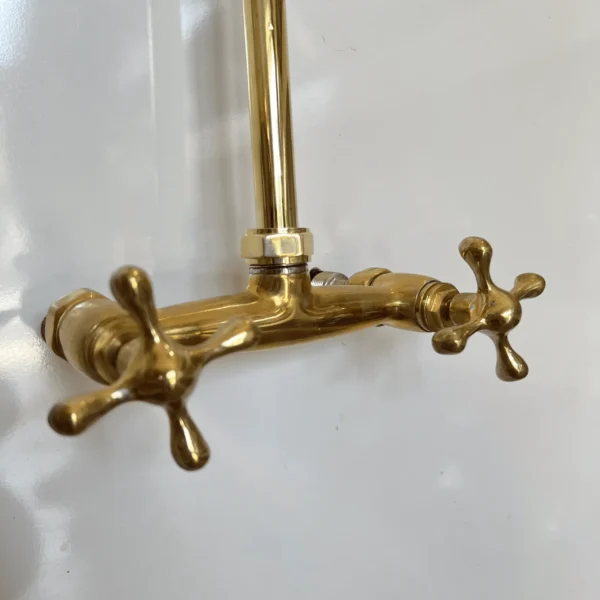 Unlacquered Solid brass Rain Shower System, Round Handcrafted Vintage Shower, Works Outdoor. - Image 8