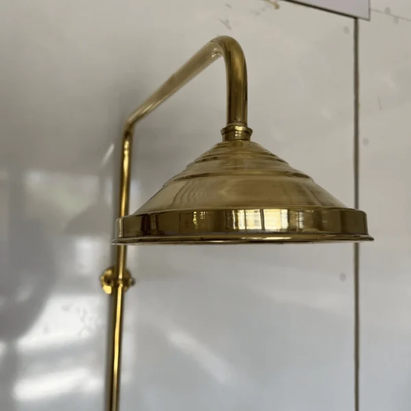 Unlacquered Solid brass Rain Shower System, Round Handcrafted Vintage Shower, Works Outdoor. - Image 3