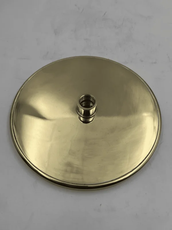 Unlacquered solid brass rain shower head, handcrafted round vintage shower head, outdoors & indoors. - Image 4