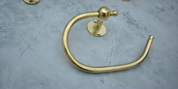 Smooth Unlacquered Brass Wall Mount Toilet Paper Holder, Wall Mounted Toilet Roll Hook, Bathroom Paper Holder - Image 6