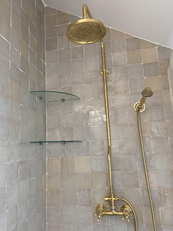 Solid Brass Head Shower Exposed Pipe Faucet, Rain Shower System
