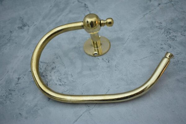 Smooth Unlacquered Brass Wall Mount Toilet Paper Holder, Wall Mounted Toilet Roll Hook, Bathroom Paper Holder - Image 5