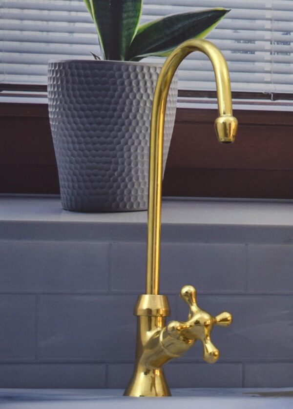 Unlacquered Brass Kitchen Faucet, Gooseneck Faucet Kitchen, - Image 7
