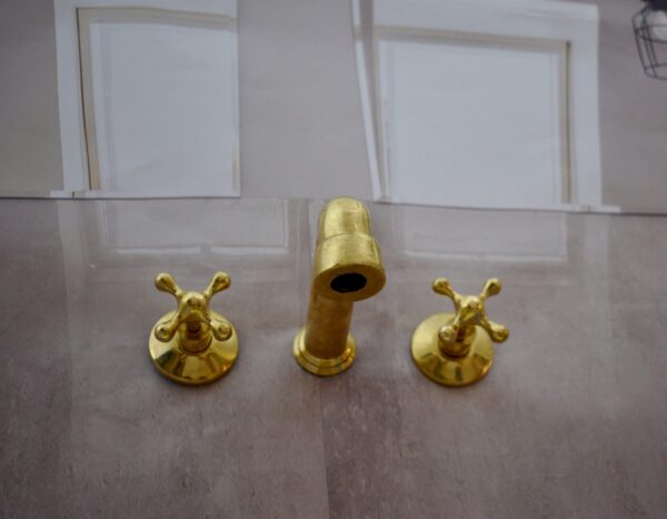 Handmade Unlacquered Brass Wall-Mounted Faucet - Image 9