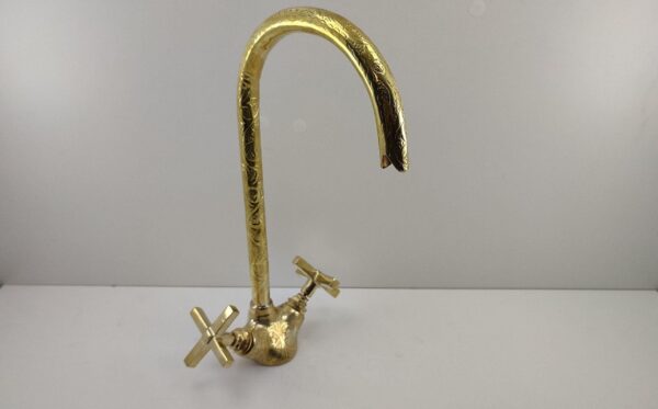 Handmade Moroccan Swan Neck Brass Copper Engraved Faucet