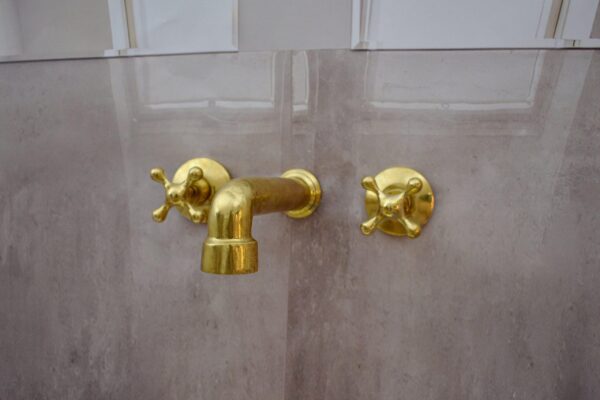 Handmade Unlacquered Brass Wall-Mounted Faucet - Image 8