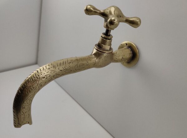 Engraved water faucet Bronze part Antique Vintage Water Faucet Brass Bronze Water Tap Old Golden bath decor Unusual old faucet Brass - Image 6