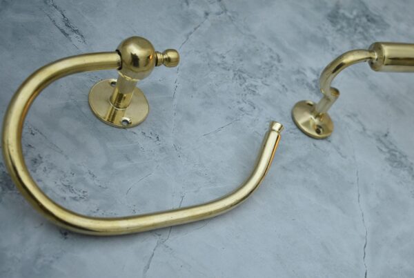 Smooth Unlacquered Brass Wall Mount Toilet Paper Holder, Wall Mounted Toilet Roll Hook, Bathroom Paper Holder - Image 3