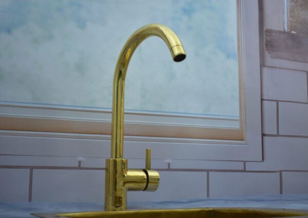 unlacquered brass single hole faucet.Handcrafted 360 Degree Swivel, Single Handle, One Hole Faucet, Without sprayer - Image 7