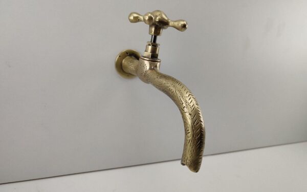 Engraved water faucet Bronze part Antique Vintage Water Faucet Brass Bronze Water Tap Old Golden bath decor Unusual old faucet Brass