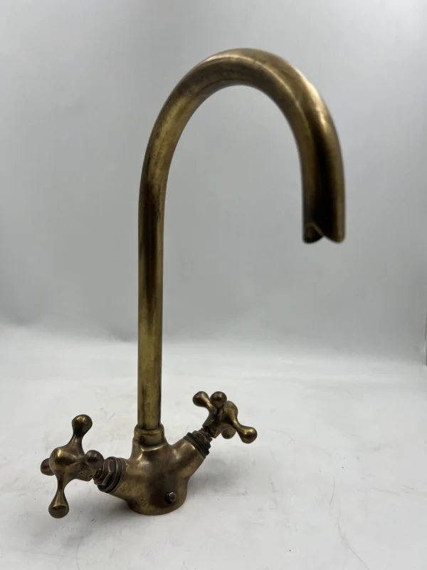 Wall Mount Vintage Brass Faucet with ceramic handmade crafted sink