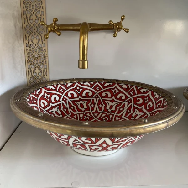 Handmade Moroccan Brass Vessel Sink – Vintage Style