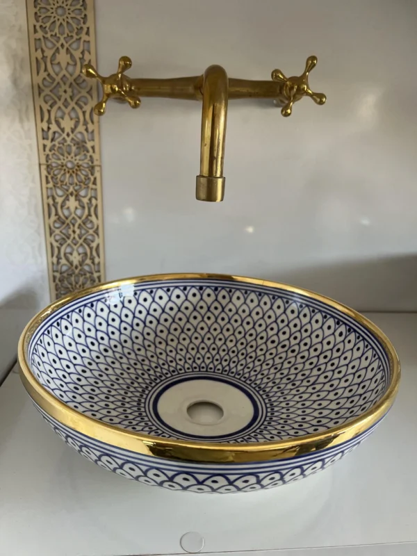 Handmade Moroccan Brass Vessel Sink – Vintage Style - Image 2
