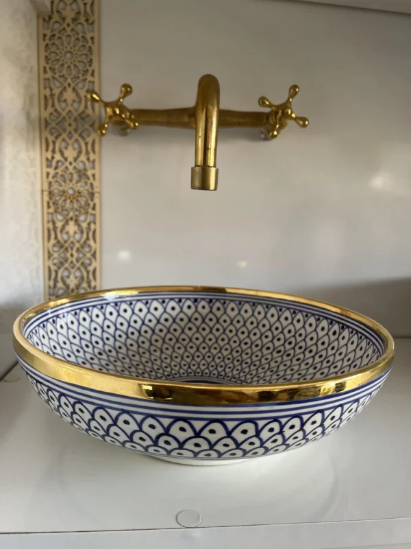 Handmade Moroccan Brass Vessel Sink – Vintage Style - Image 4