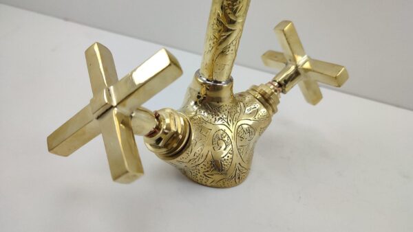 Handmade Moroccan Swan Neck Brass Copper Engraved Faucet - Image 6