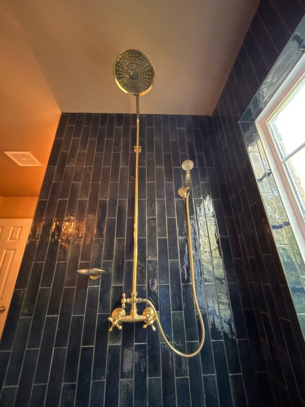 Unlacquered Brass Exposed shower Head with Handheld - Image 4