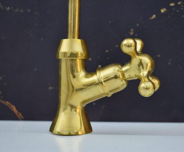 Unlacquered Brass Kitchen Faucet, Gooseneck Faucet Kitchen, - Image 5