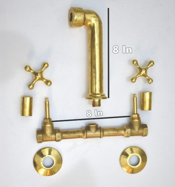 Handmade Unlacquered Brass Wall-Mounted Faucet - Image 3