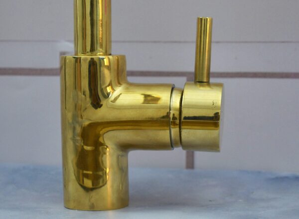 unlacquered brass single hole faucet.Handcrafted 360 Degree Swivel, Single Handle, One Hole Faucet, Without sprayer - Image 4