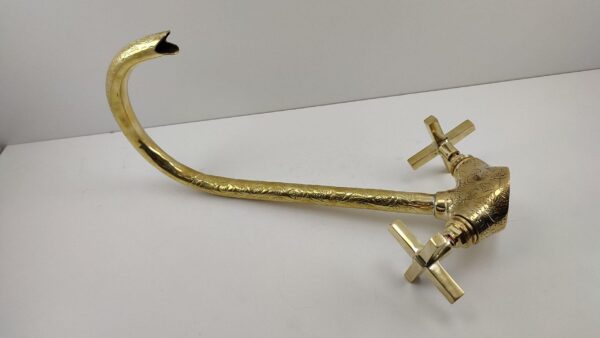 Handmade Moroccan Swan Neck Brass Copper Engraved Faucet - Image 4