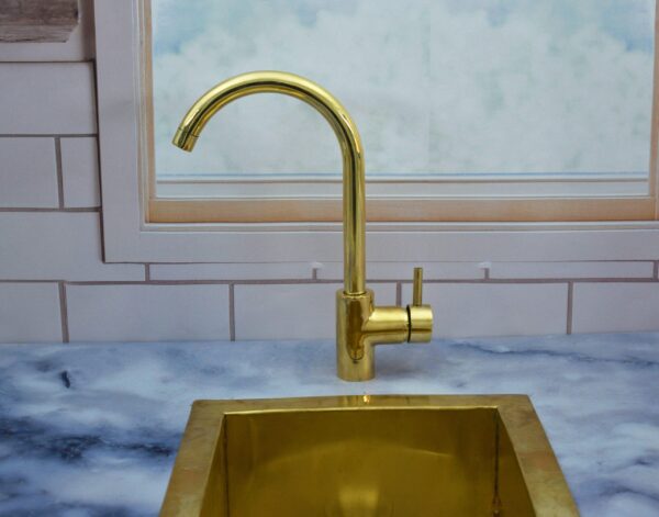 unlacquered brass single hole faucet.Handcrafted 360 Degree Swivel, Single Handle, One Hole Faucet, Without sprayer - Image 3