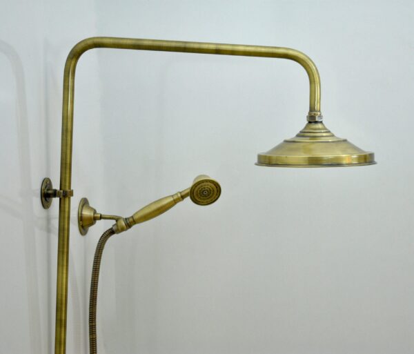 Unlacquered Bronze Rain Shower System with Handheld Shower Faucet - Image 3