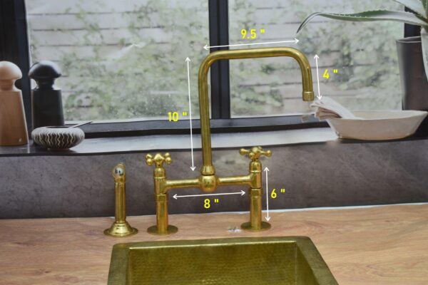 Unlacquered Brass Bridge Kitchen Faucet with Ball Center and Lever Handles - Image 2