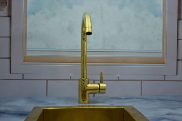 unlacquered brass single hole faucet.Handcrafted 360 Degree Swivel, Single Handle, One Hole Faucet, Without sprayer - Image 2